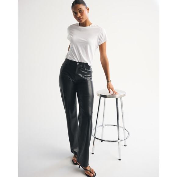 Abercrombie & Fitch Pants - Abercrombie & Fitch Pant 90's Relaxed Vegan Leather Curve Love High Rise NWT 26